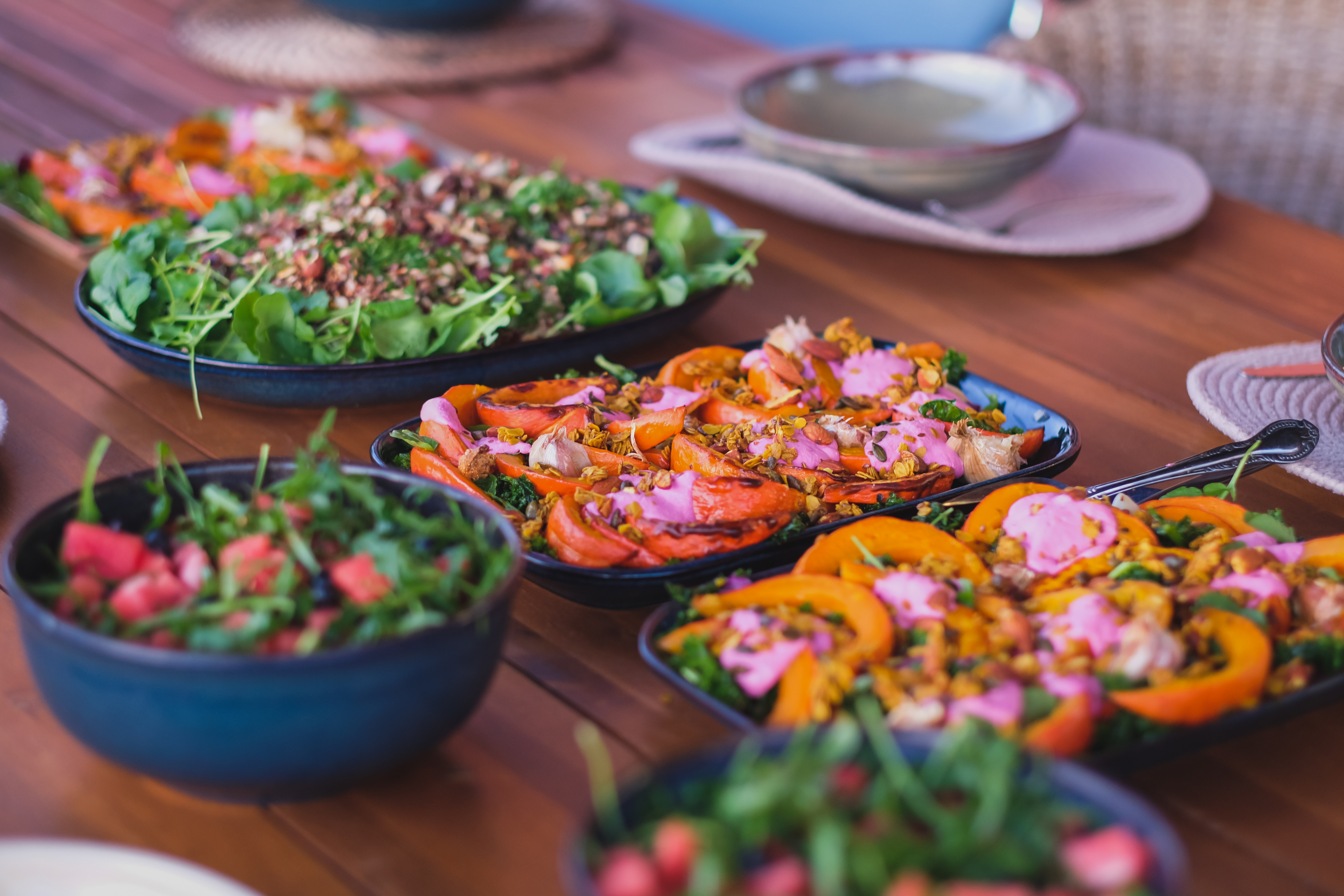 Dinner at the retreat — food by Kat & Mel